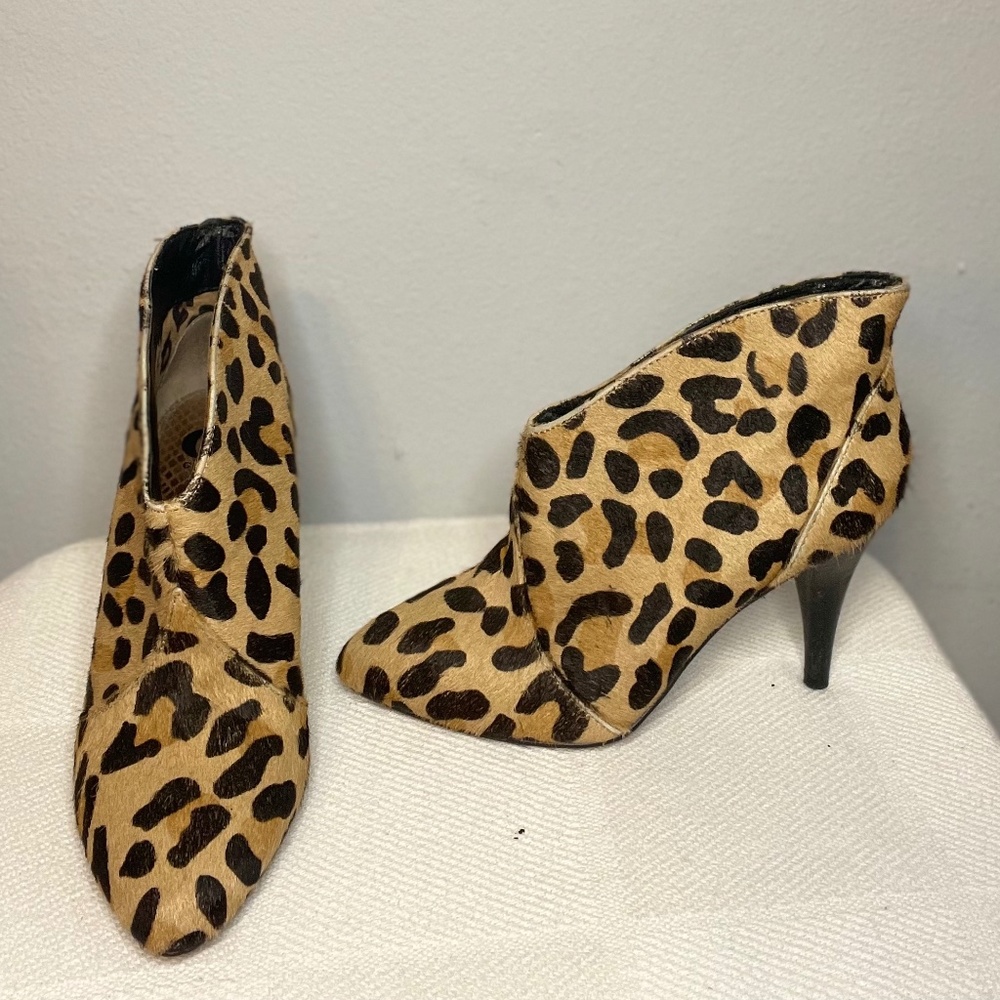 Gianni Bini Calf Hair Leopard Print Booties